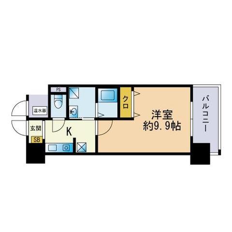 ネクストオーク大名(1K/6階)の間取り写真