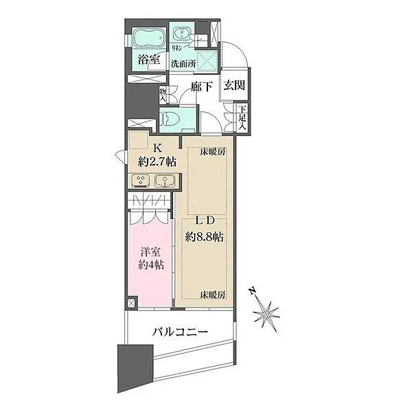 グランスイート千代田麹町(1LDK/2階)の間取り写真