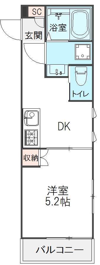 ヴランドール船橋駅前北口(1DK/2階)の間取り写真