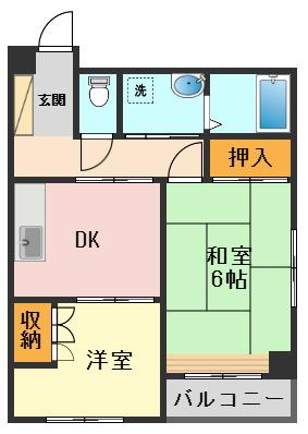 鹿骨センターハイツ(2DK/2階)の間取り写真