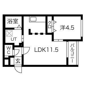 IJ-711(1LDK/4階)の間取り写真
