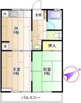 ハイツ井上A(2DK/1階)の間取り写真