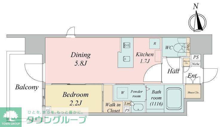 LIVE CASA西台(1DK/5階)の間取り写真
