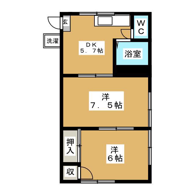 サンライズ(2DK/1階)の間取り写真