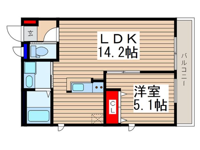 ウエスト SING(1LDK/1階)の間取り写真