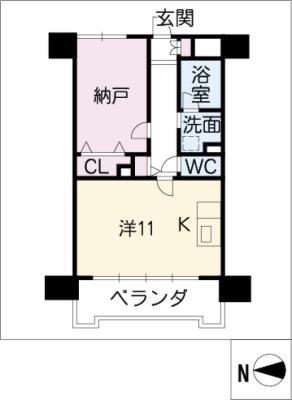 サンエスケーイワタ名城(ワンルーム/8階)の間取り写真