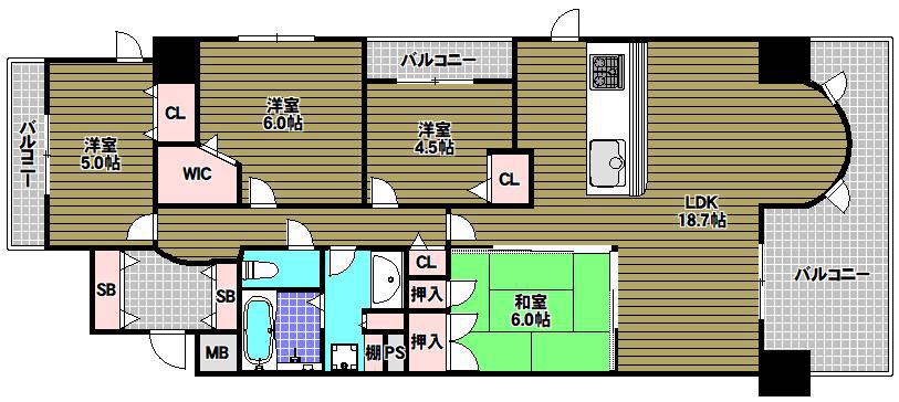 セレッソコート光明池ステーションシティ(4LDK/11階)の間取り写真