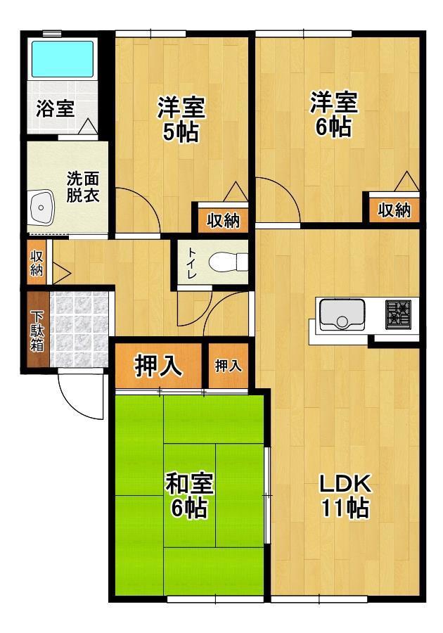 ガーデンハウス A(3LDK/1階)の間取り写真