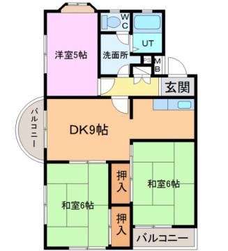 ロイヤルコーポ桂(3DK/3階)の間取り写真