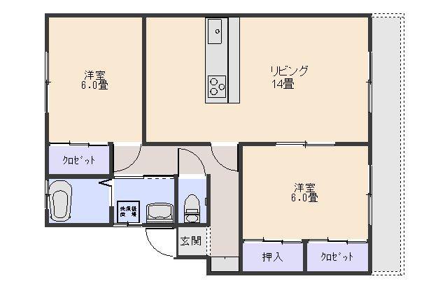 ウイングハイツ(2LDK/1階)の間取り写真