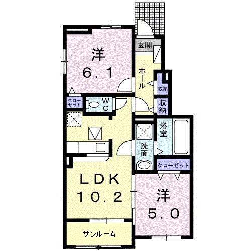 フレーズ有明 A(2LDK/1階)の間取り写真