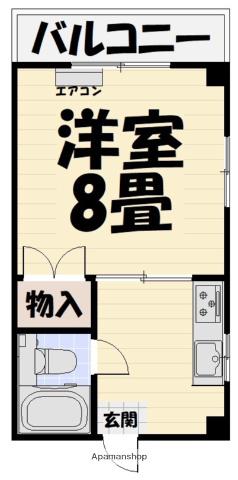 ウェルビル宇宿(1K/3階)の間取り写真