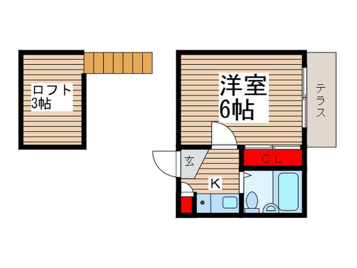 カーサベルデ北松戸(1K/1階)の間取り写真