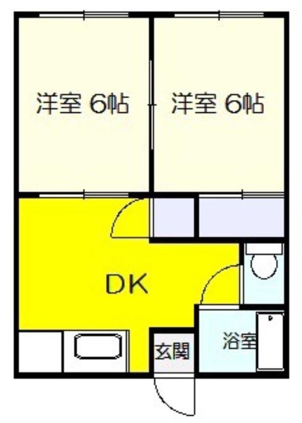 ハイツシャンポール(2DK/1階)の間取り写真