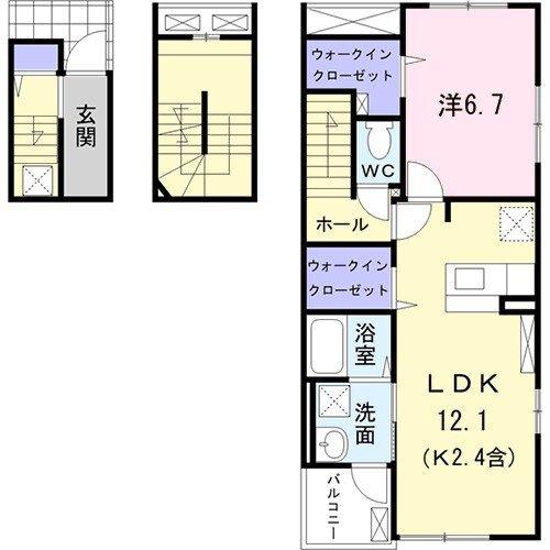 リノ・オウメ(1LDK/3階)の間取り写真
