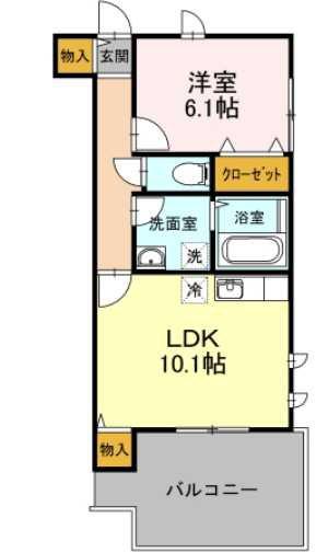 ボナール上大岡(1LDK/2階)の間取り写真