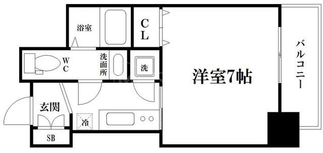 ラシュレエグゼ本町(1K/15階)の間取り写真
