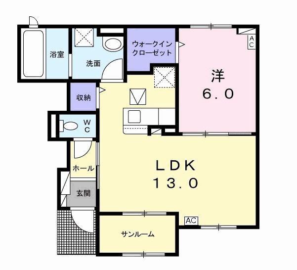エスペランサ雅(1LDK/1階)の間取り写真
