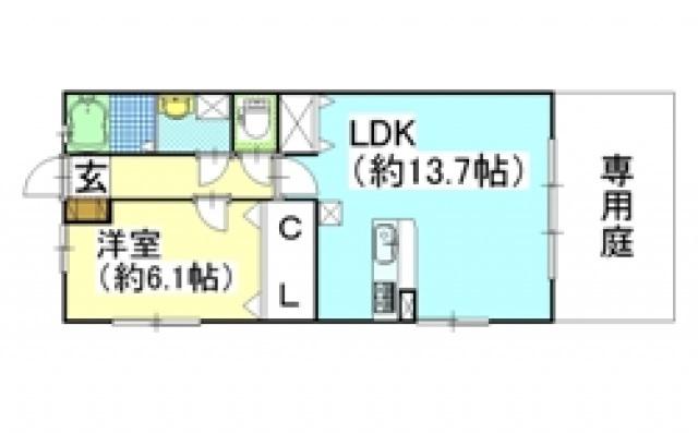 ウッディバートA棟(1LDK/1階)の間取り写真