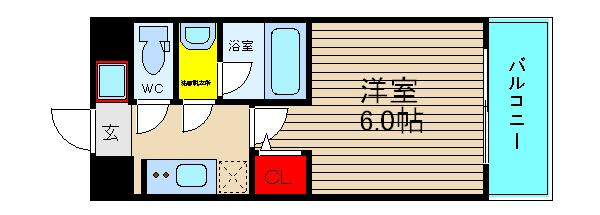 スプランディッド難波I(1K/6階)の間取り写真