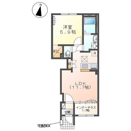 金沢市久安3丁目アパート(1LDK/1階)の間取り写真