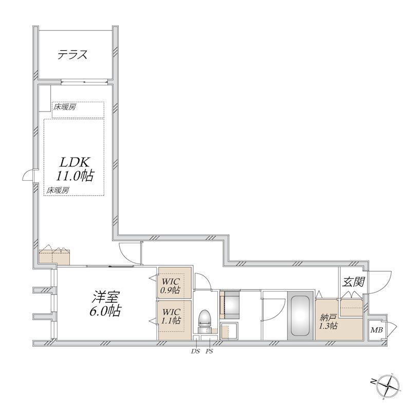 SUN MALL V(1SLDK/1階)の間取り写真