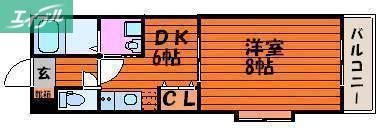 青江ビル(1DK/3階)の間取り写真