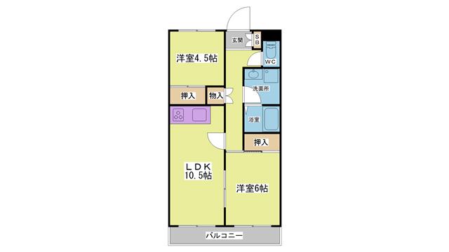 カトレアハイツ(2LDK/2階)の間取り写真