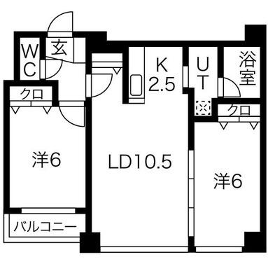 ノヴァクリスタル(2LDK/9階)の間取り写真