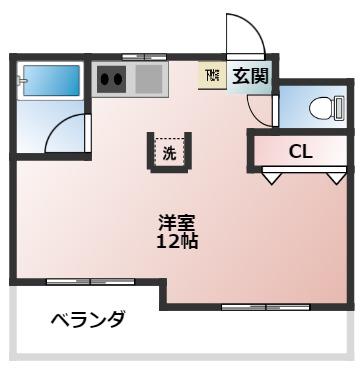 レーベン舟渡(ワンルーム/2階)の間取り写真