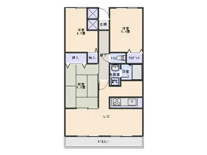 ヤングフォレスト(3LDK/2階)の間取り写真