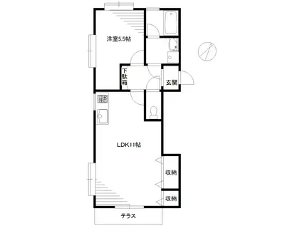 メゾンエクセリアB(1LDK/1階)の間取り写真