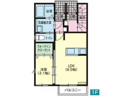 プルミエ B(1LDK/1階)の間取り写真