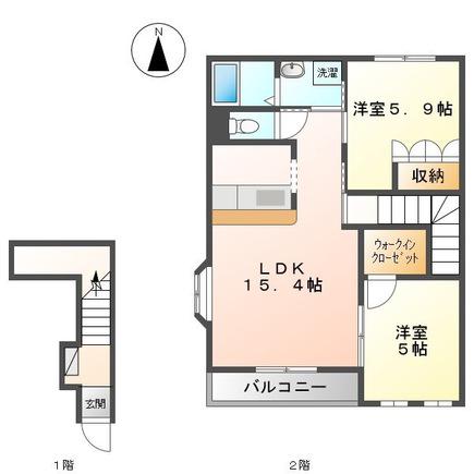 アダージオ(2LDK/2階)の間取り写真