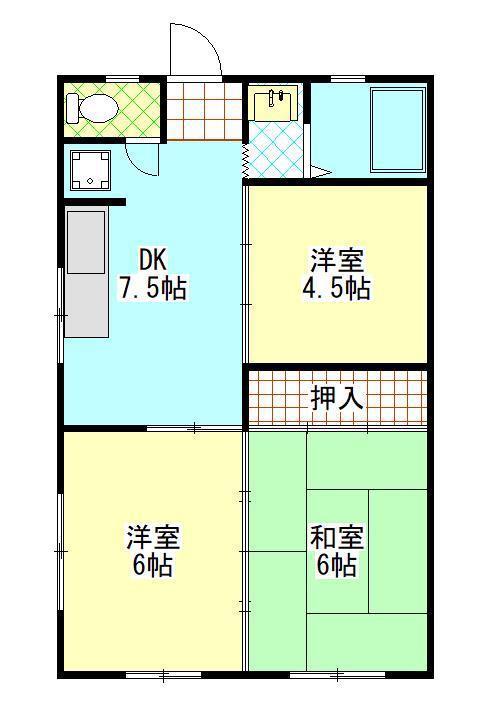 コーポラス福重(3DK/1階)の間取り写真