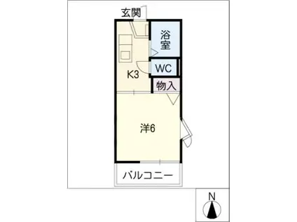 サニーヒル鶴里(1K/1階)の間取り写真