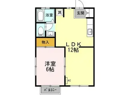 サニーコーストA・B(1LDK/2階)の間取り写真
