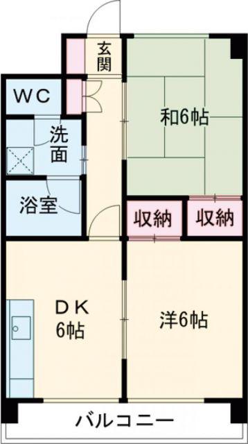 レジデンスRS(2DK/4階)の間取り写真