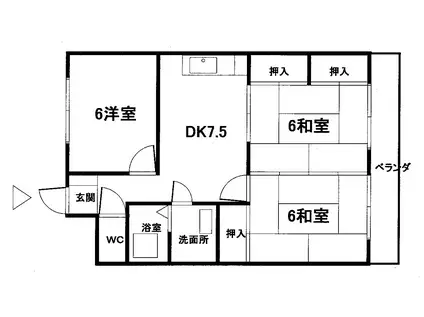 グリーンハイツ5棟(3DK/3階)の間取り写真