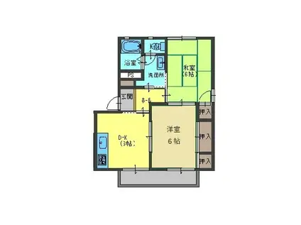 グルージャ(2DK/2階)の間取り写真