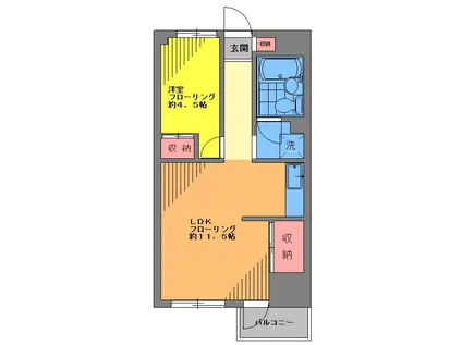 マンションアルファ不動前(1LDK/4階)の間取り写真