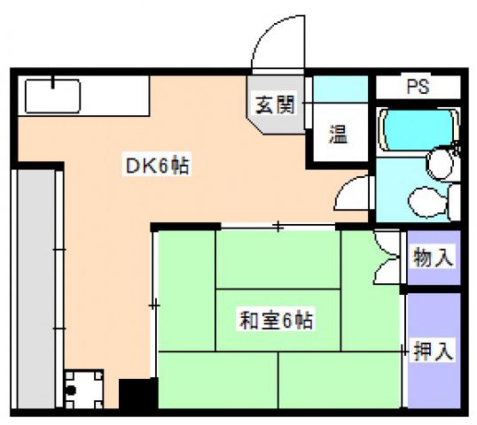 炭本ビル(1DK/2階)の間取り写真