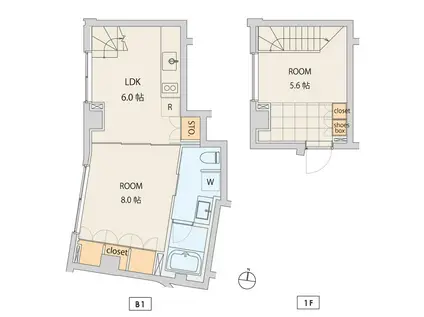 エスセナーリオ牛込柳町(2LDK/1階)の間取り写真