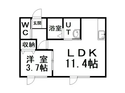 URBAN釧路(1LDK/2階)の間取り写真