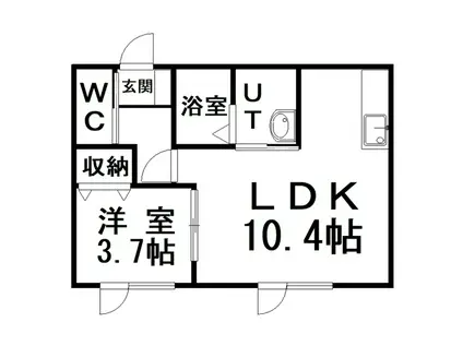 URBAN釧路(1LDK/2階)の間取り写真