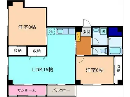 アドニス(2LDK/1階)の間取り写真