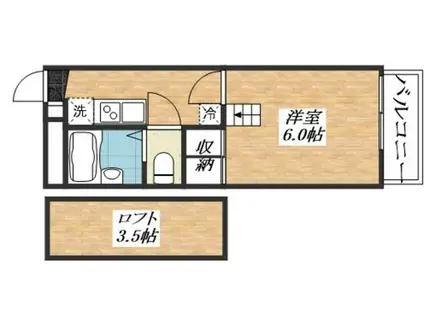 平野市町マンション(1K/2階)の間取り写真