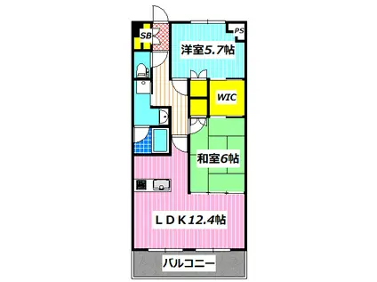HAO新屋敷(2LDK/5階)の間取り写真