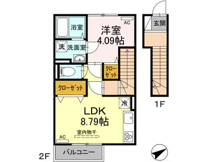 D-ROOM新大村坂口(1LDK/2階)の間取り写真