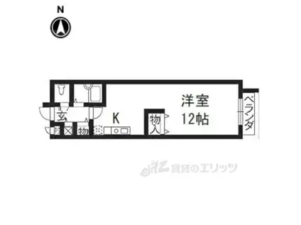 エリーフラッツ西ノ京(1DK/2階)の間取り写真